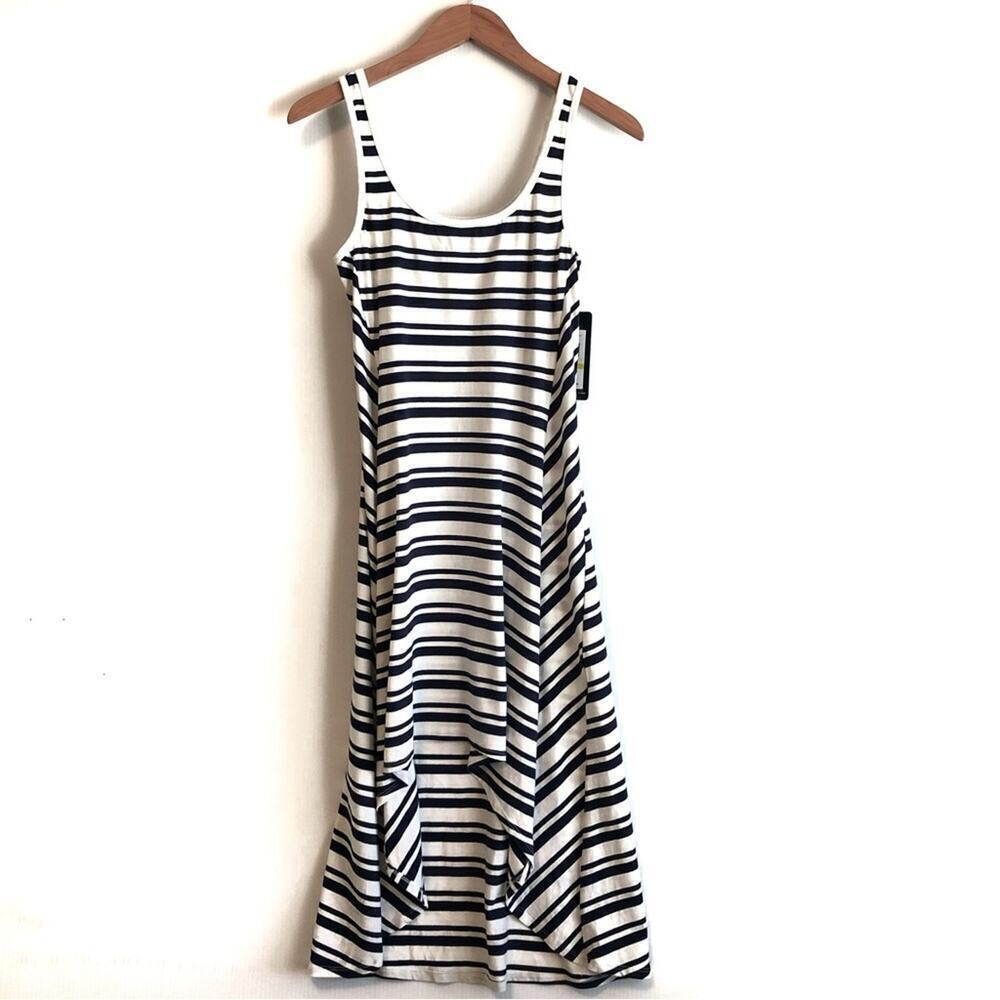 🆕 Marc New York by Andrew Marc striped high low tank dress navy white NWT size M